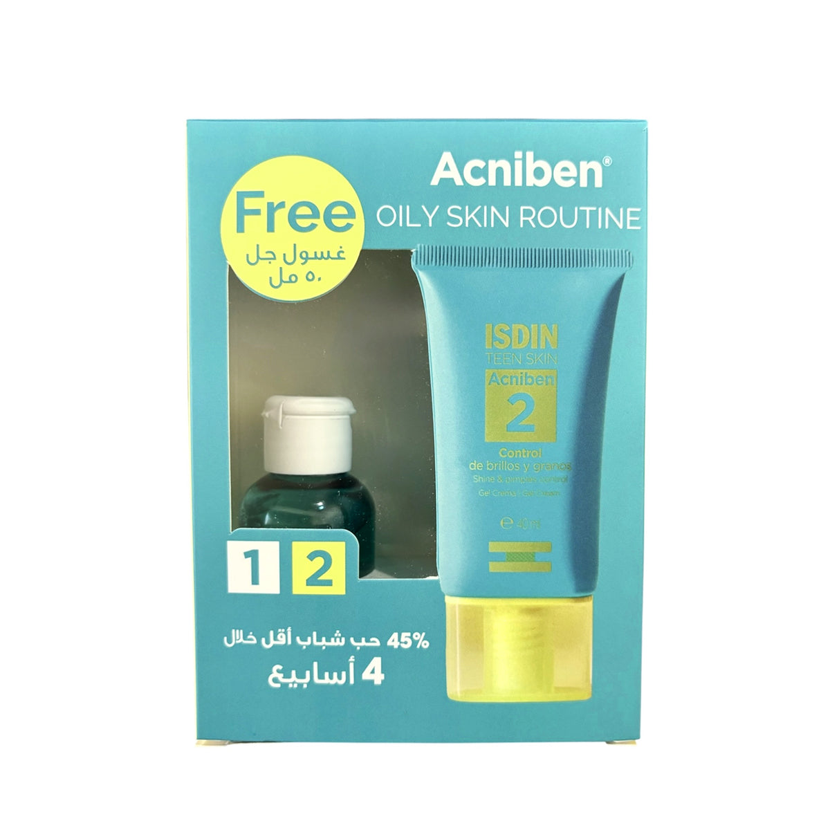 ISDIN Acniben Shine And Spot Control Gel Cream 40ml Mattifying Cleanser 50ml acne skincare set oil control Health Boutique