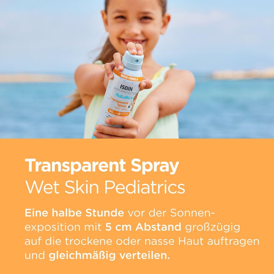 ISDIN Fotoprotector Pediatrics Transparent Spray SPF 50 250ml kids wet skin sunscreen spray broad spectrum Health Boutique