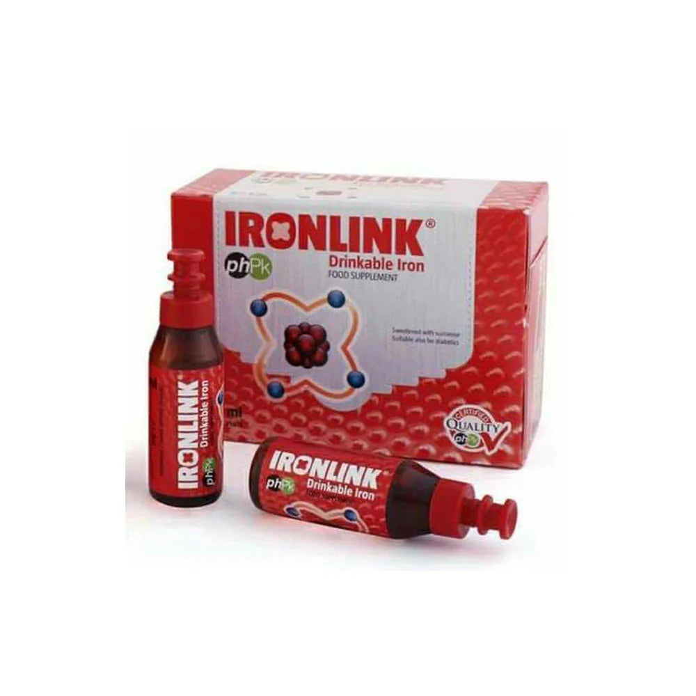 Ironlink® أمبولات للبالغين 10 × 8 مل – حديد سائل لعلاج نقص الحديد ودعم الطاقة Ironlink® أمبولات للبالغين 10 × 8 مل – حديد سائل لعلاج نقص الحديد ودعم الطاقة