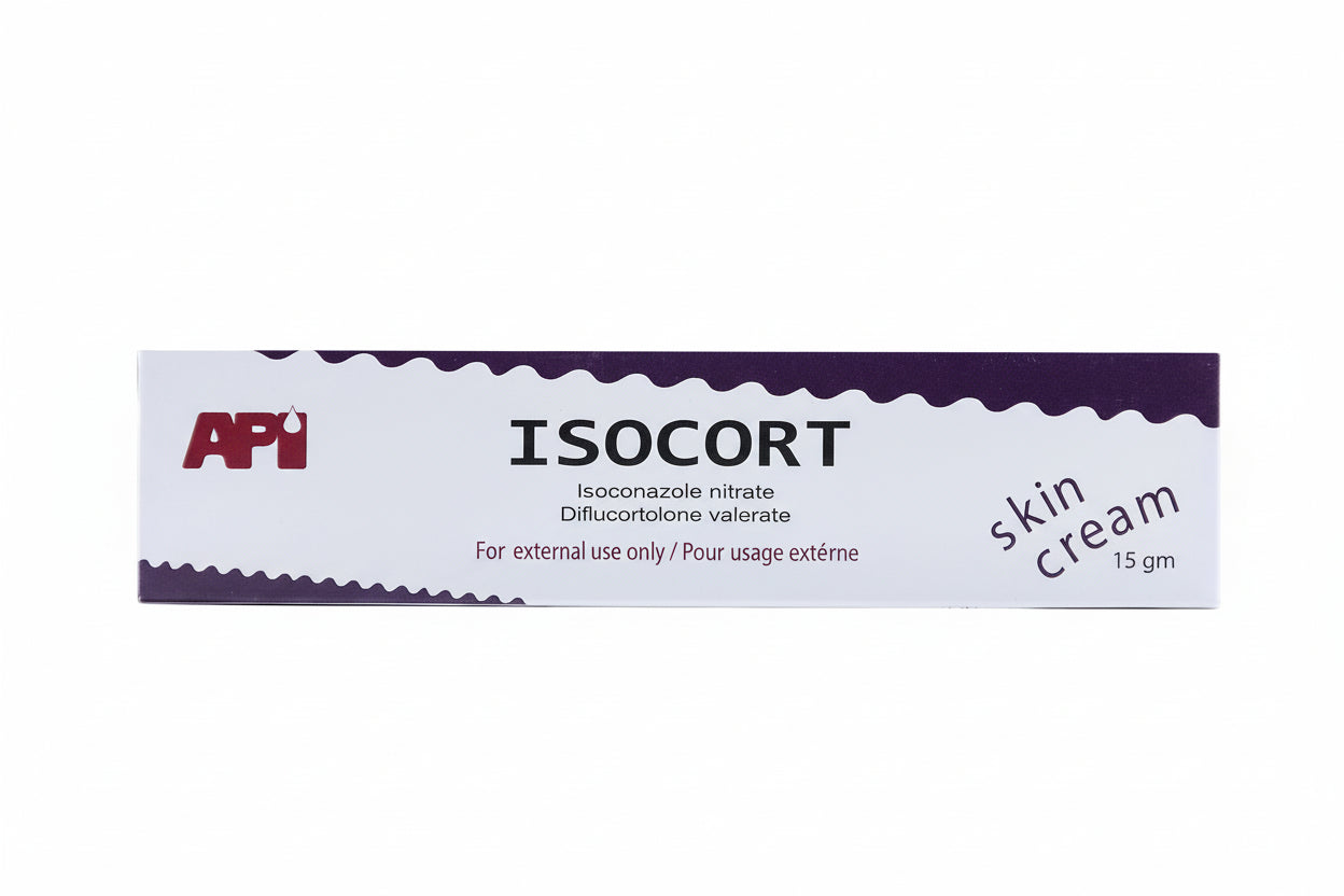 Isocort isoconazole nitrate diflucortolone valerate antifungal anti inflammatory skin cream 15 g tube Health Boutique