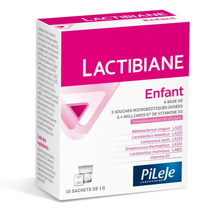 Lactibiane® Enfant 10 أكياس – خمائر بروبيوتيك وفيتامين د3 لدعم أمعاء ومناعة الأطفال