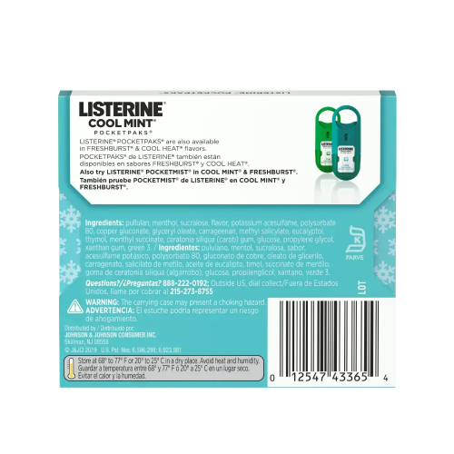 Listerine Pocketpaks Cool Mint Breath Strips 24 – sugar-free instant freshness oral care available at HealthBoutiqueJo.com (Jordan & GCC).