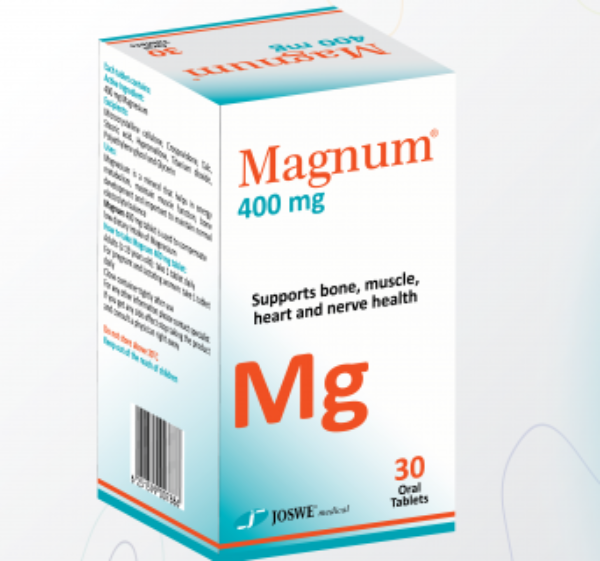 Magnum magnesium 400mg tablets Mg supplement muscle cramps energy support nervous system electrolyte balance Health Boutique