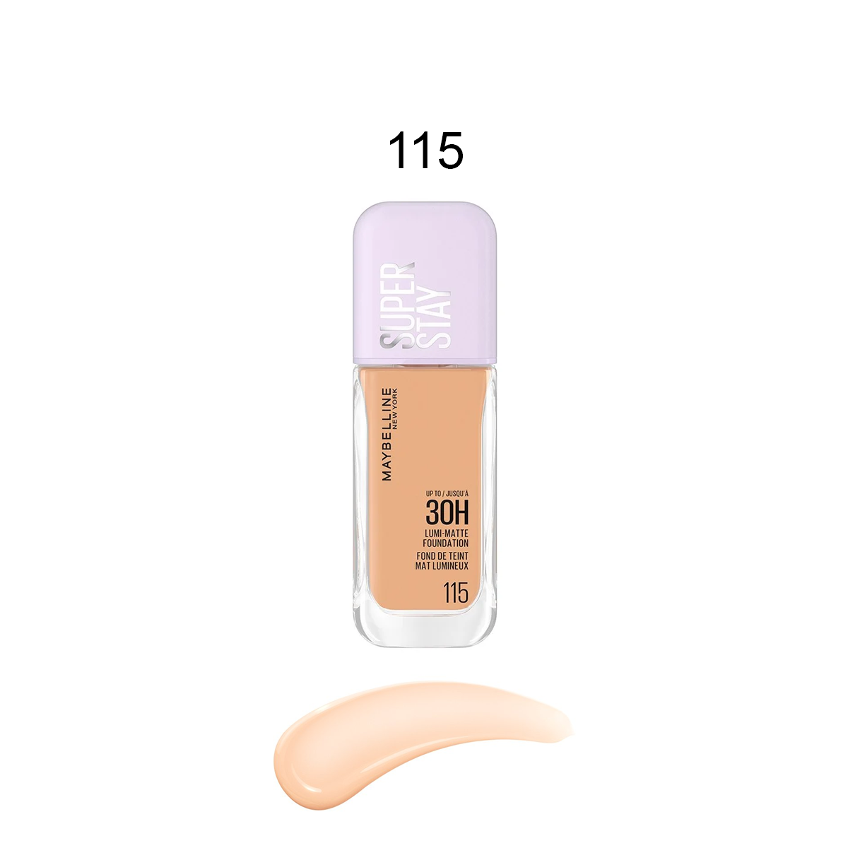 Maybelline Super Stay Lumi-Matte Foundation 115 bottle – long-wear 30HR matte finish health boutiq jordan