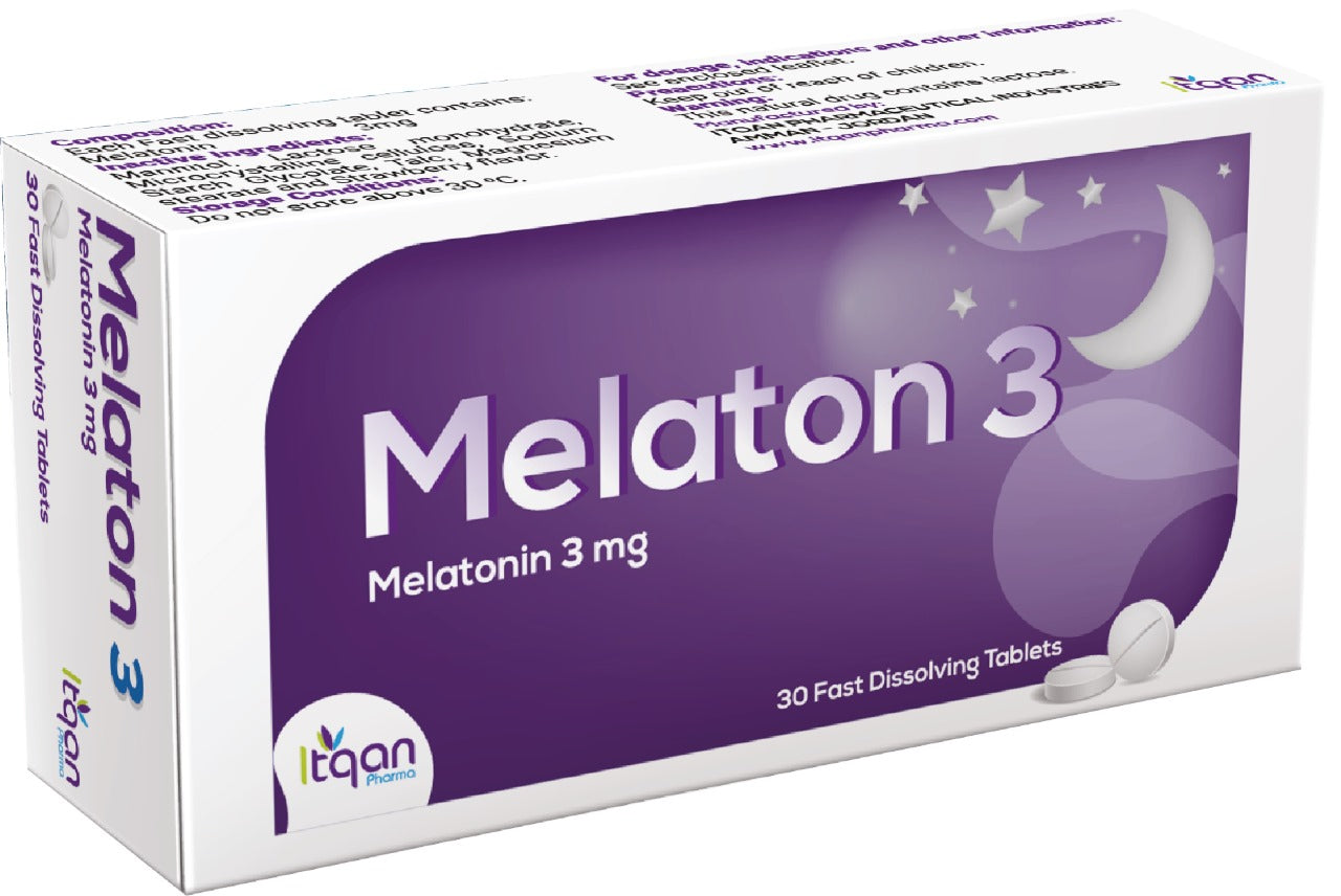 Melaton 3 mg melatonin tablets 30 for sleep onset and circadian rhythm support