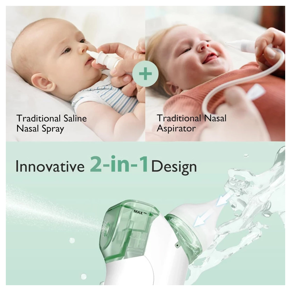 Momcozy 2-in-1 Electric Nasal Aspirator for Babies and Toddlers with Adjustable Suction Levels and LED Light