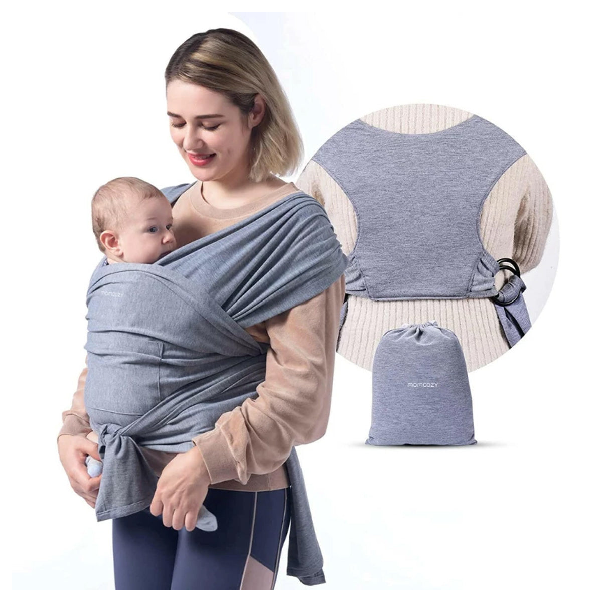 Momcozy Adjustable Baby Wrap Carrier - Breathable Cotton Sling for Newborns and Infants