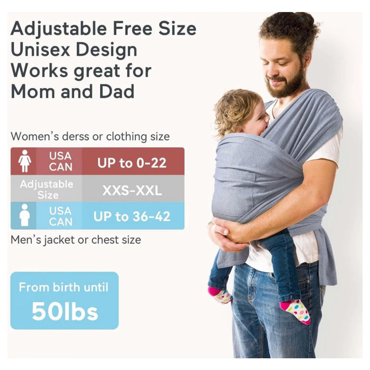 Momcozy Adjustable Baby Wrap Carrier - Breathable Cotton Sling for Newborns and Infants