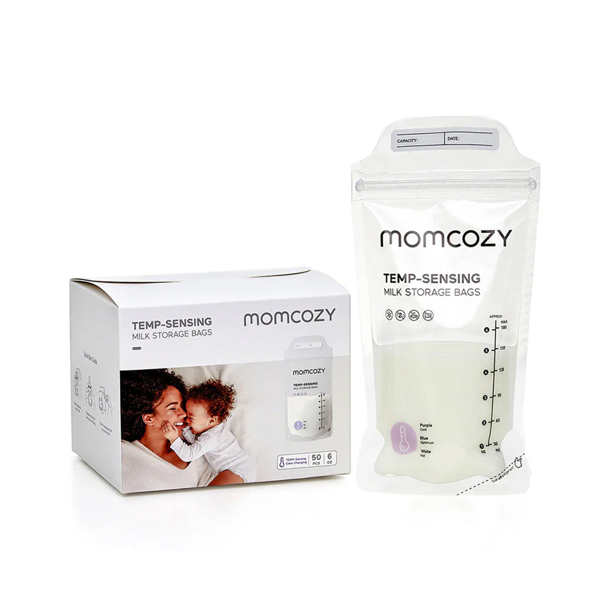 Momcozy Pre-Sterilized Breast Milk Storage Bags, 50 Count Leak-Proof Freezer Bags