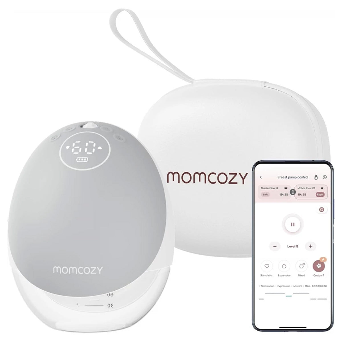 Momcozy M9 Hands-Free Wearable Breast Pump with Mobile App Control - Grey Edition