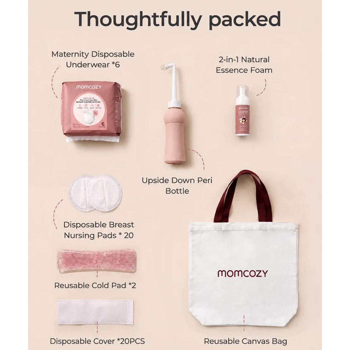 Momcozy Postpartum Recovery Essentials Kit – Basic Care and Comfort Set for New Mothers