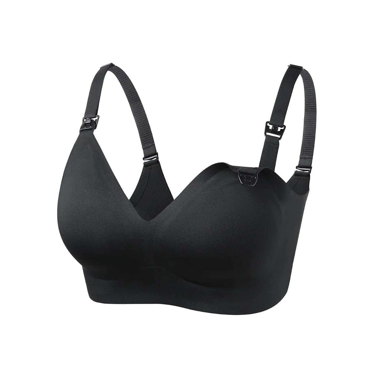 Momcozy Seamless Hands-Free Pumping and Nursing Bra, Black, Comfortable Maternity Undergarment
