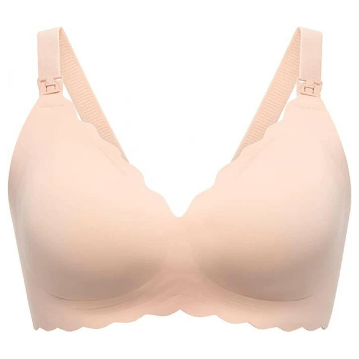 Momcozy Seamless Floral Nursing Bra with Jelly Strip Support - Beige & Oyster Pink