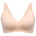Momcozy Seamless Floral Nursing Bra with Jelly Strip Support - Beige & Oyster Pink