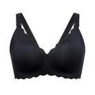 Momcozy Seamless Floral Nursing Bra with Jelly Strip Support - Black
