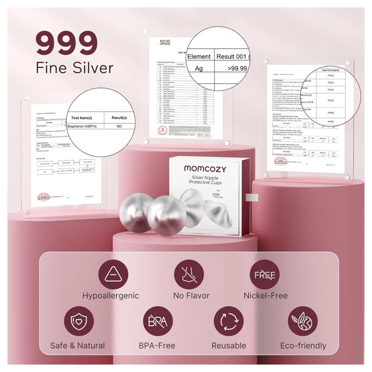 Momcozy Silver Nipple Shields for Breastfeeding - 45MM Large Size