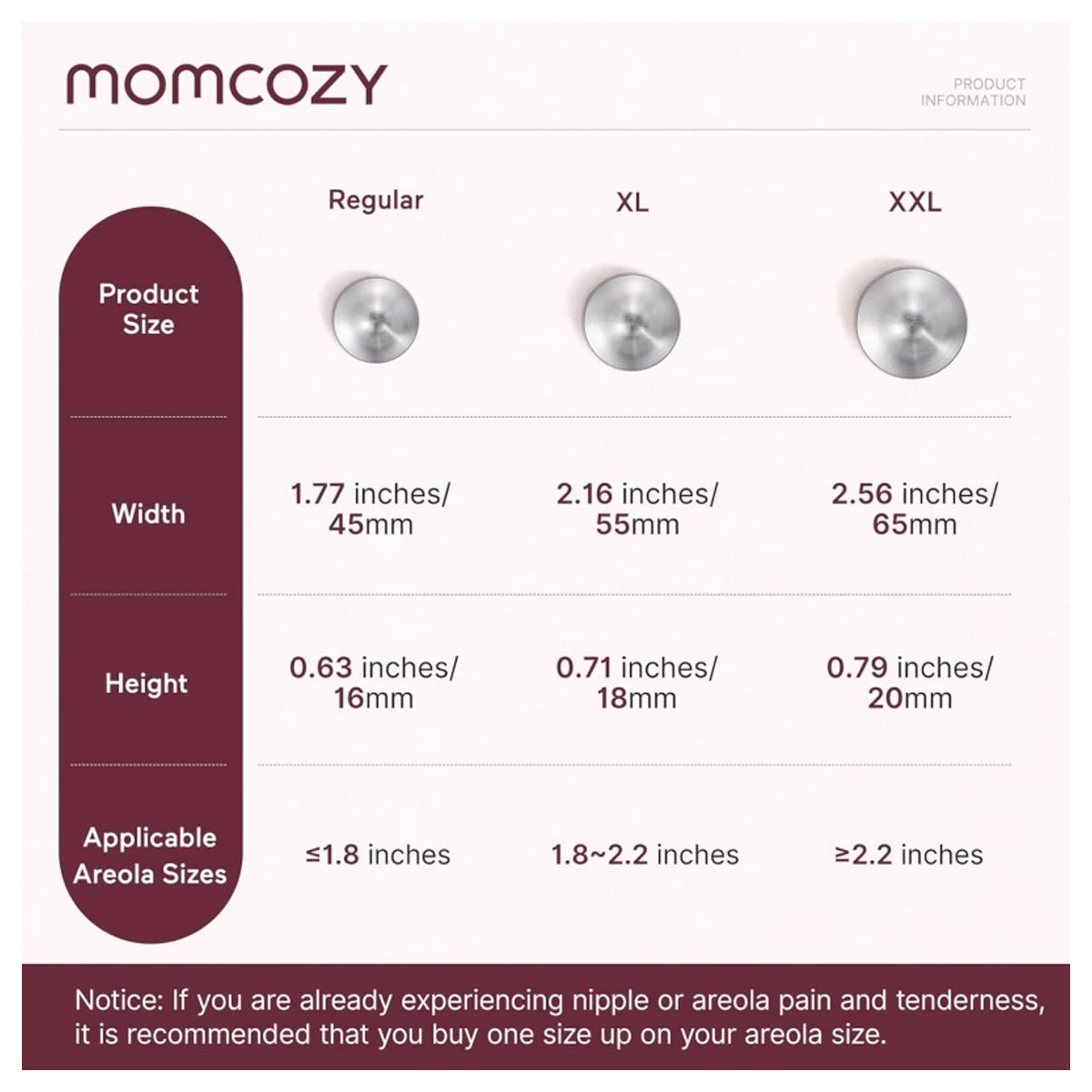 Momcozy Silver Nipple Shields for Breastfeeding - 45MM Large Size
