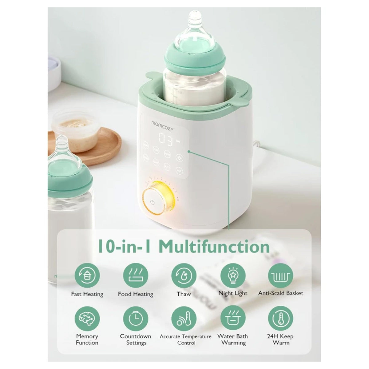 Momcozy Superfast Portable Baby Bottle Warmer and Instant Water Warmer for Travel and Home Use