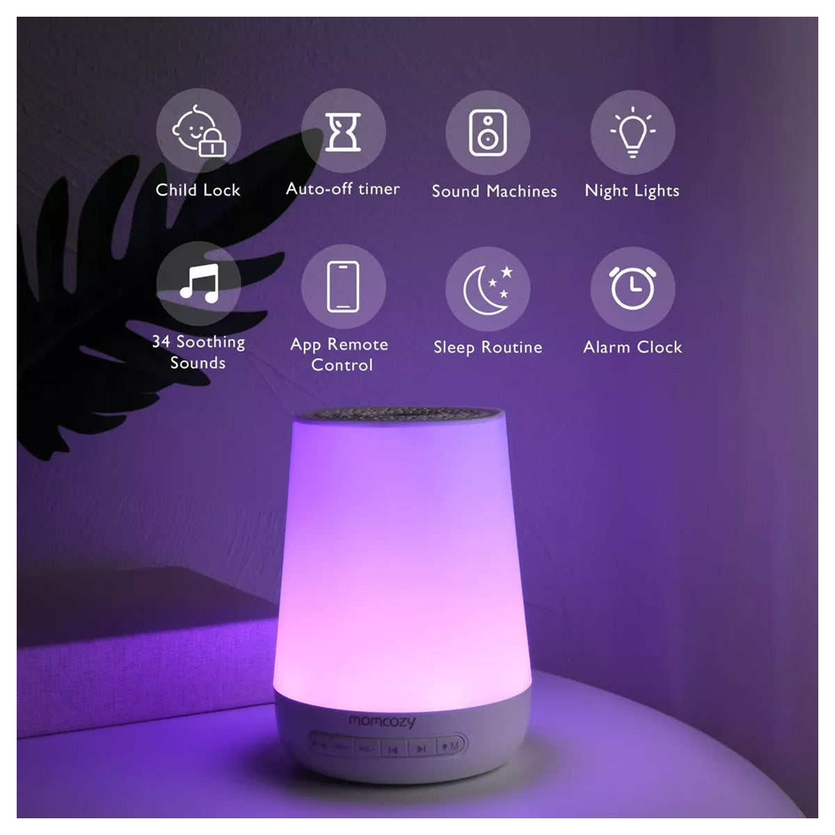 Momcozy Portable White Noise Machine with Bluetooth Speaker and Night Light for Sleep Therapy