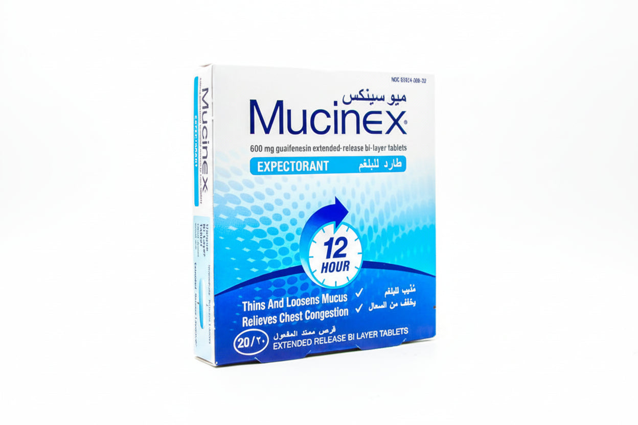 Mucinex 600mg tablets guaifenesin chest congestion mucus relief productive cough respiratory clearing expectorant tablets Health Boutique