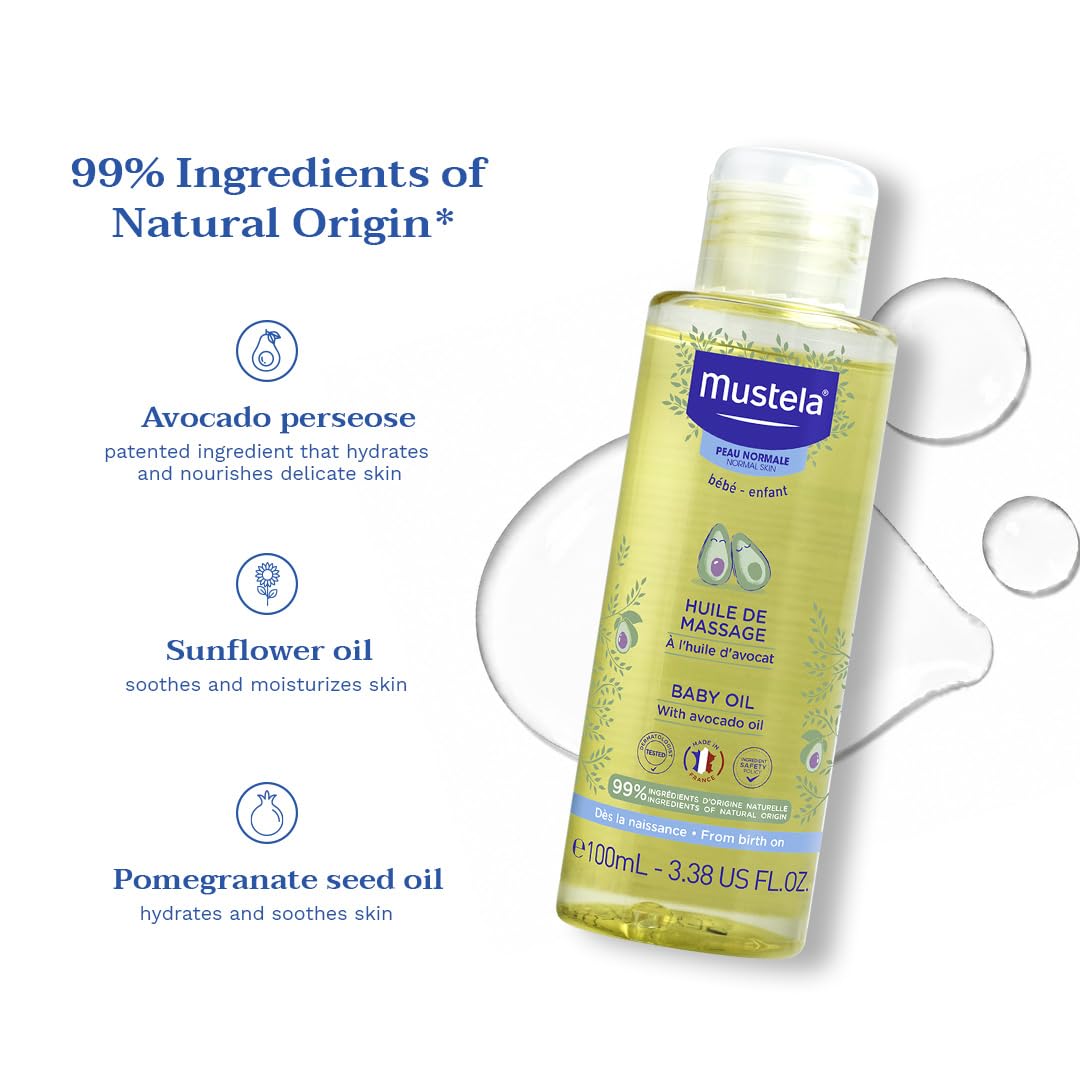 Mustela Baby Massage Oil Avocado Oil Sunflower Seed Oil Pomegranate Seed Oil Vitamin E 100ml Health Boutique