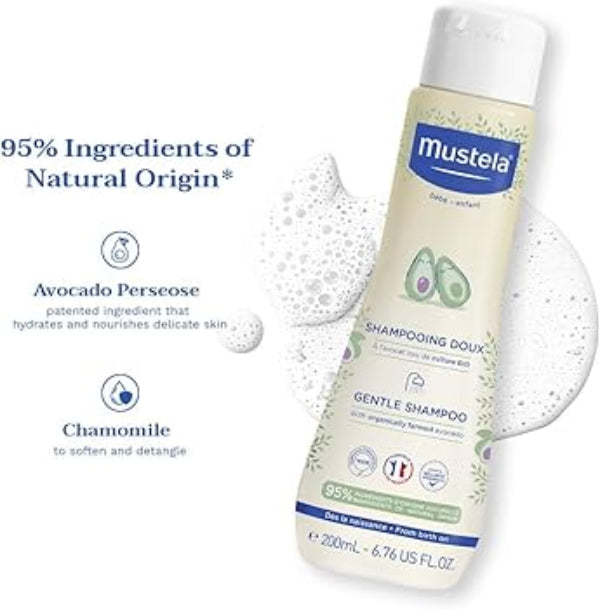 Mustela Gentle Baby Shampoo Avocado Perseose Chamomile Extract Tear Free Formula 200ml Pack Of 2 Health Boutique