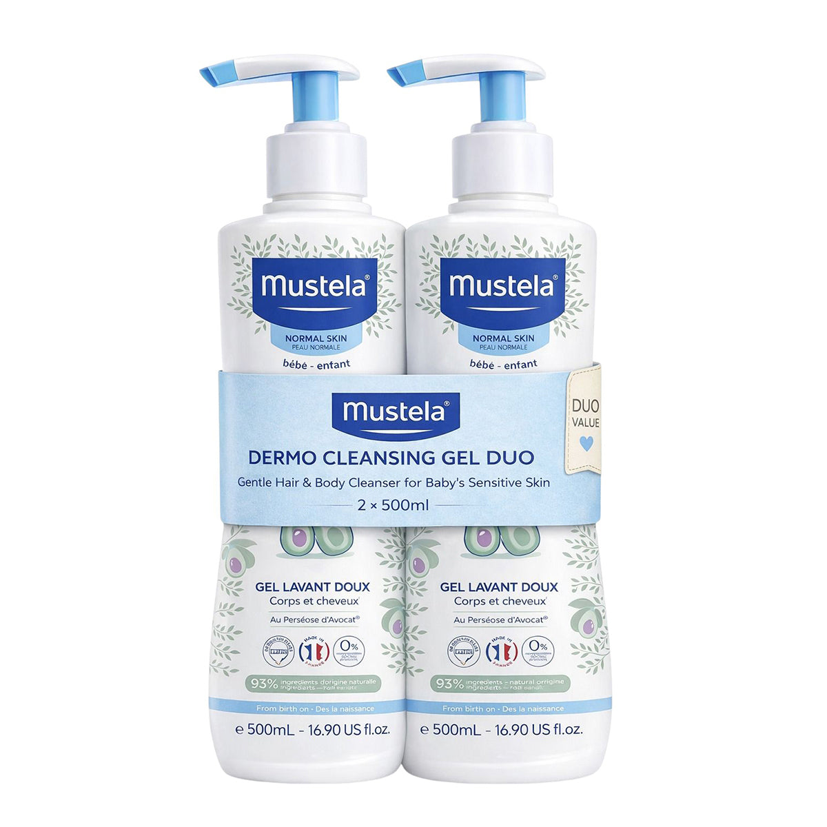Mustela Gentle Cleansing Gel Avocado Perseose Vitamin B5 Baby Hair And Body Wash 500ml Twin Pack Health Boutique