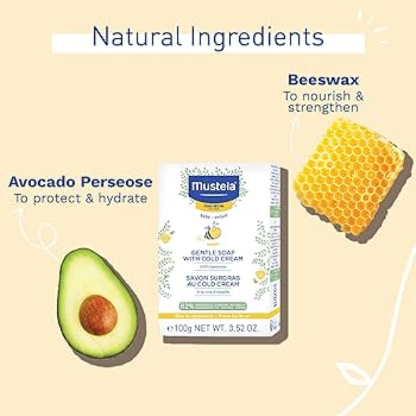 Mustela Gentle Soap With Cold Cream Beeswax Avocado Perseose Ceramides Dry Skin 100g Bar Health Boutique