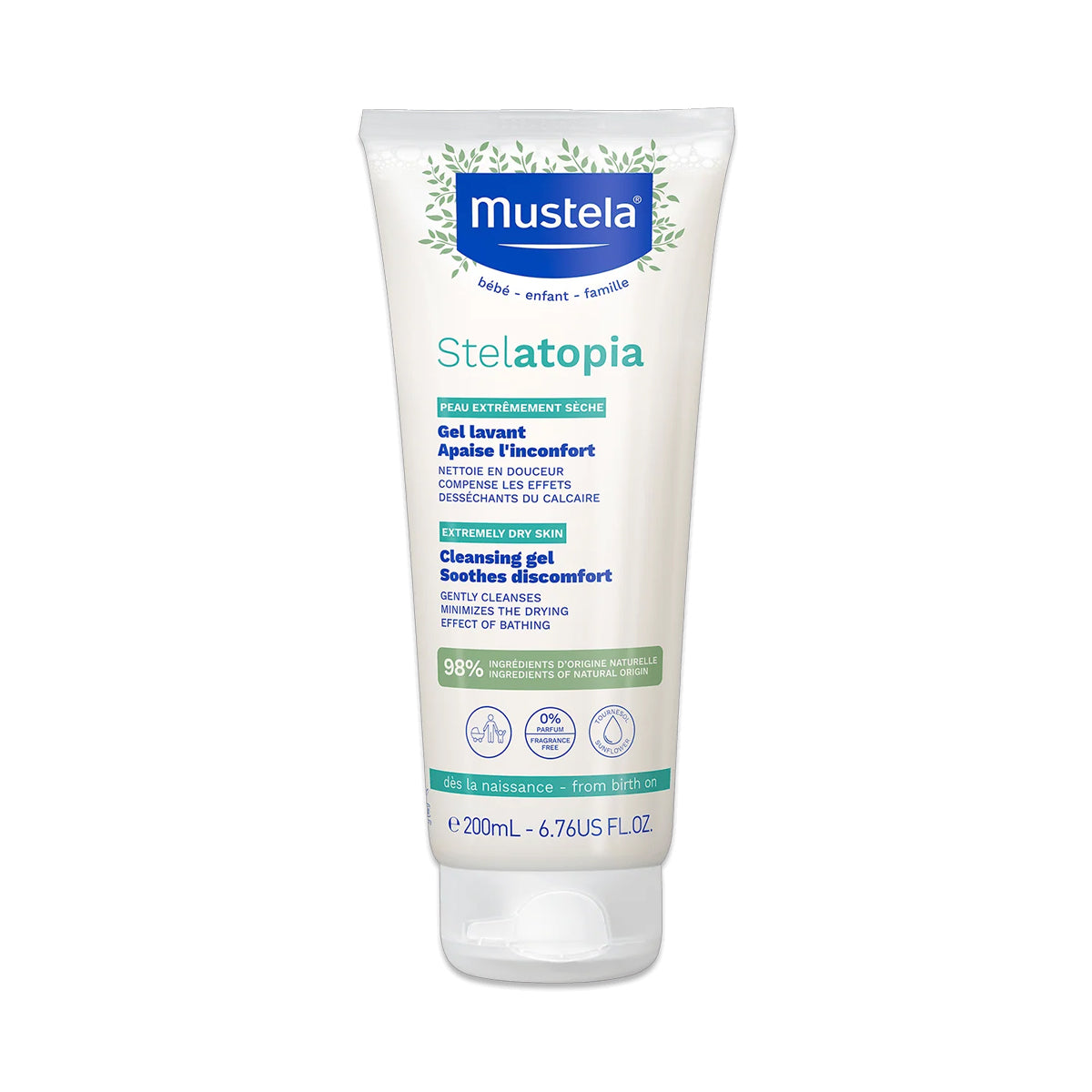 Mustela Stelatopia Cleansing Gel Avocado Perseose Sunflower Oil Fragrance Free Atopic Prone Skin 200ml Health Boutique