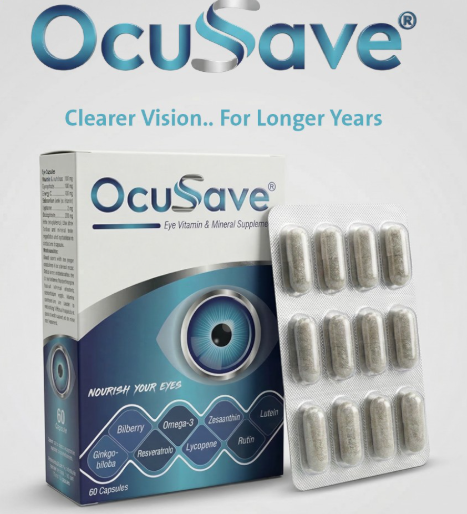 Ocusave capsules lutein zeaxanthin bilberry omega 3 eye health vision support macular protection antioxidant supplement Health Boutique