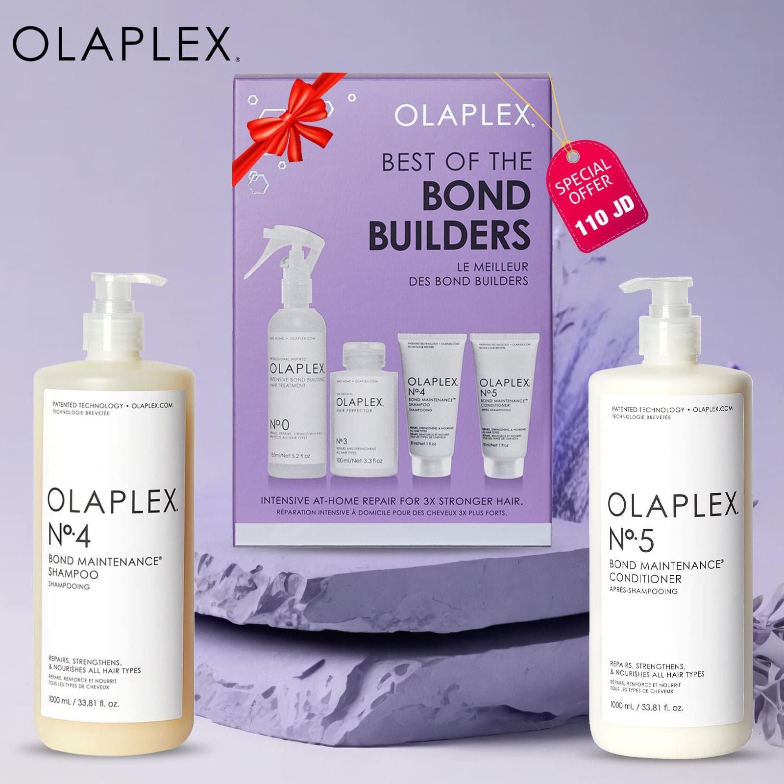 Olaplex No.4 Shampoo 1000 ml + No.5 Conditioner 1000 ml bundle with free bond builder – bond repairing hair duo - the health boutique