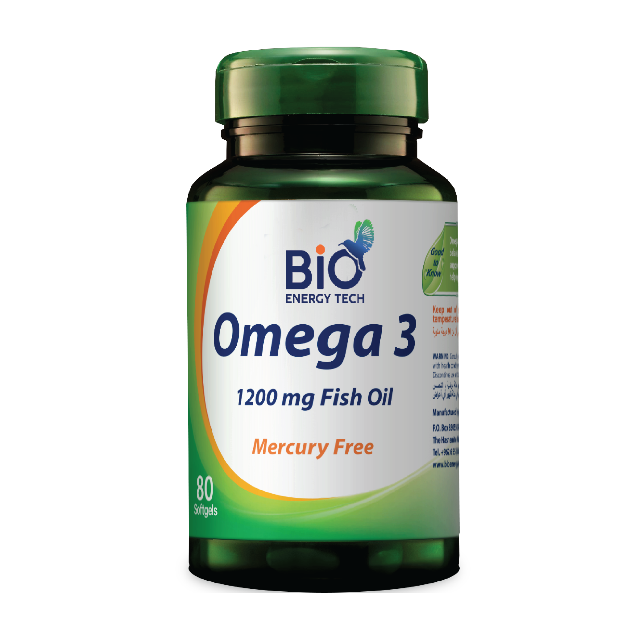 Bio Energy Omega 3-1200 mg Odorless Fish Oil Supplement for Heart, Brain & Immune Support - 80 Softgels, Halal Certified