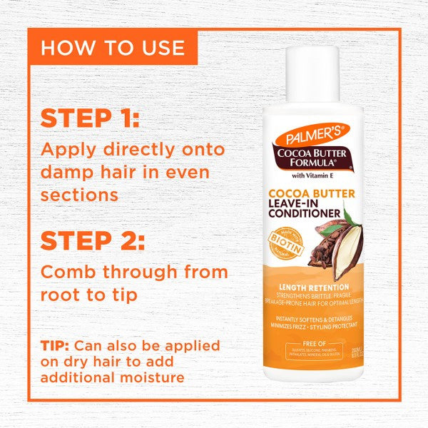 Palmer's Cocoa Butter Length Retention Leave-In Conditioner 250ml moisturizing leave-in conditioner for dry damaged hair Health Boutique