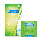 Pasante Delay Infinity Condoms - Long Lasting Performance - 12 Pack