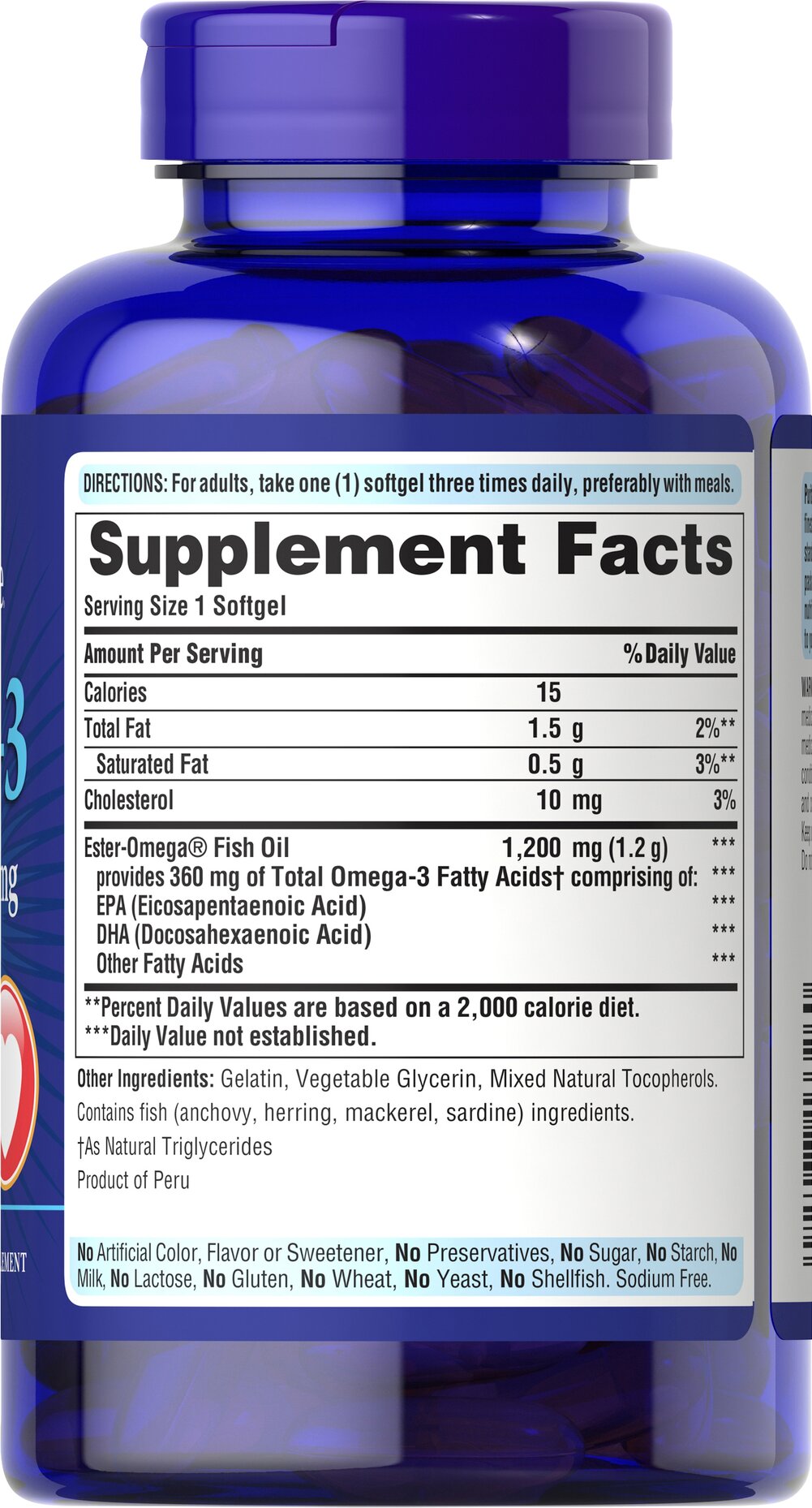 Puritan’s Pride Omega-3 Fish Oil 1200mg – 100 Softgels | EPA & DHA Heart, Brain & Joint Health Supplement – Buy from Health Boutique JO
