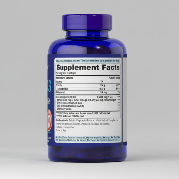 Puritan’s Pride Omega-3 Fish Oil 1200mg – 100 Softgels | EPA & DHA Heart, Brain & Joint Health Supplement – Buy from Health Boutique JO
