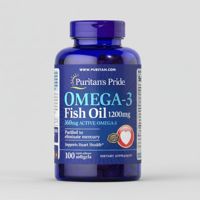 Puritan’s Pride Omega-3 Fish Oil 1200mg – 100 Softgels | EPA & DHA Heart, Brain & Joint Health Supplement – Buy from Health Boutique JO

