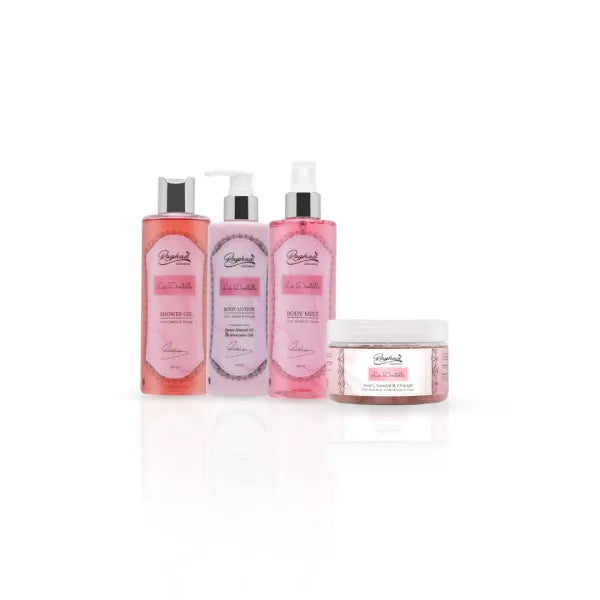 Raghad Organics La Dentelle Bath Package body lotion shower gel body scrub body splash set Health Boutique