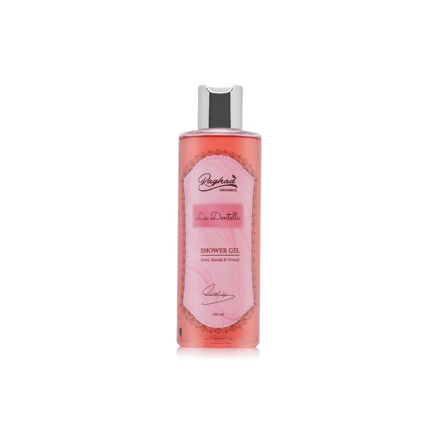 Raghad Organics La Dentelle Shower Gel 250ml hydrating body cleanser with Dead Sea Salt Health Boutique