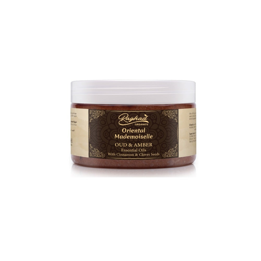 Raghad Organics Oriental Mademoiselle Body Scrub 450ml sea salt exfoliating body treatment Health Boutique
