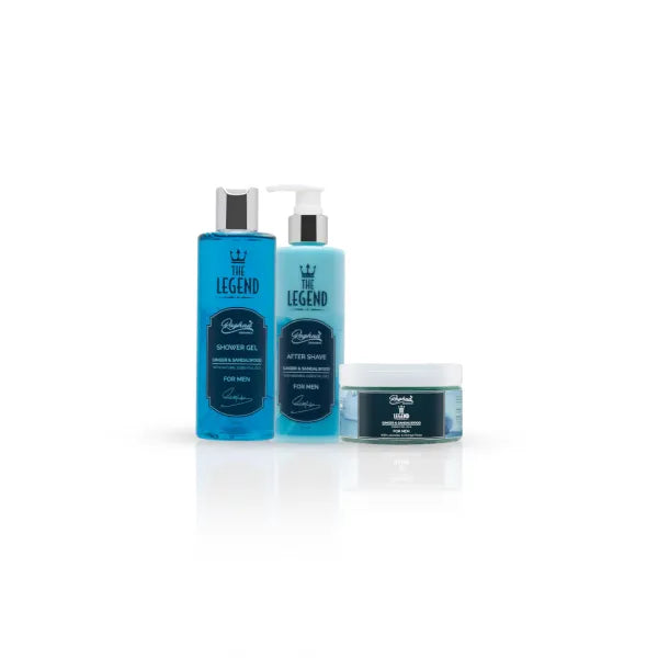 Raghad Organics the Legend Bath Package for Men shower gel body scrub after shave cream grooming set Health Boutique