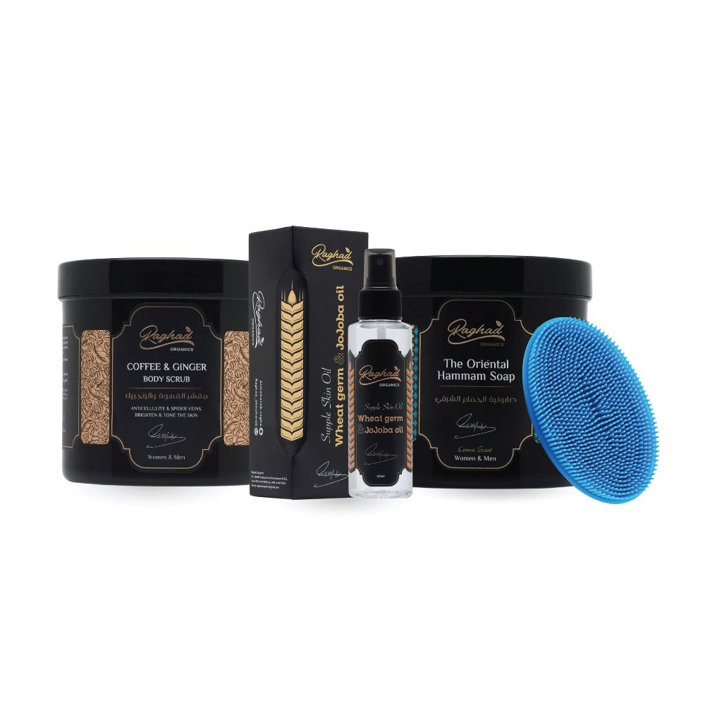 Raghad Organics Oriental Bride Hammam Package hammam soap coffee ginger scrub wheat germ oil set Health Boutique