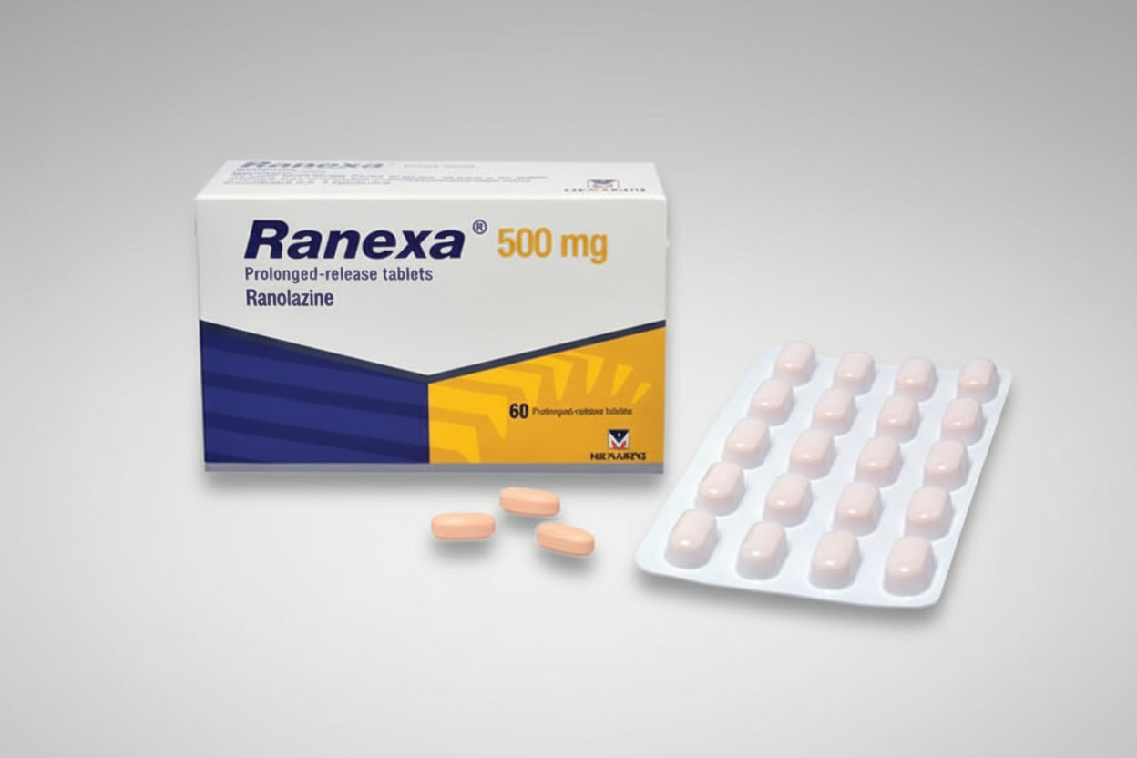 Ranexa 500 mg 60 tablets ranolazine prolonged release chronic angina blister pack