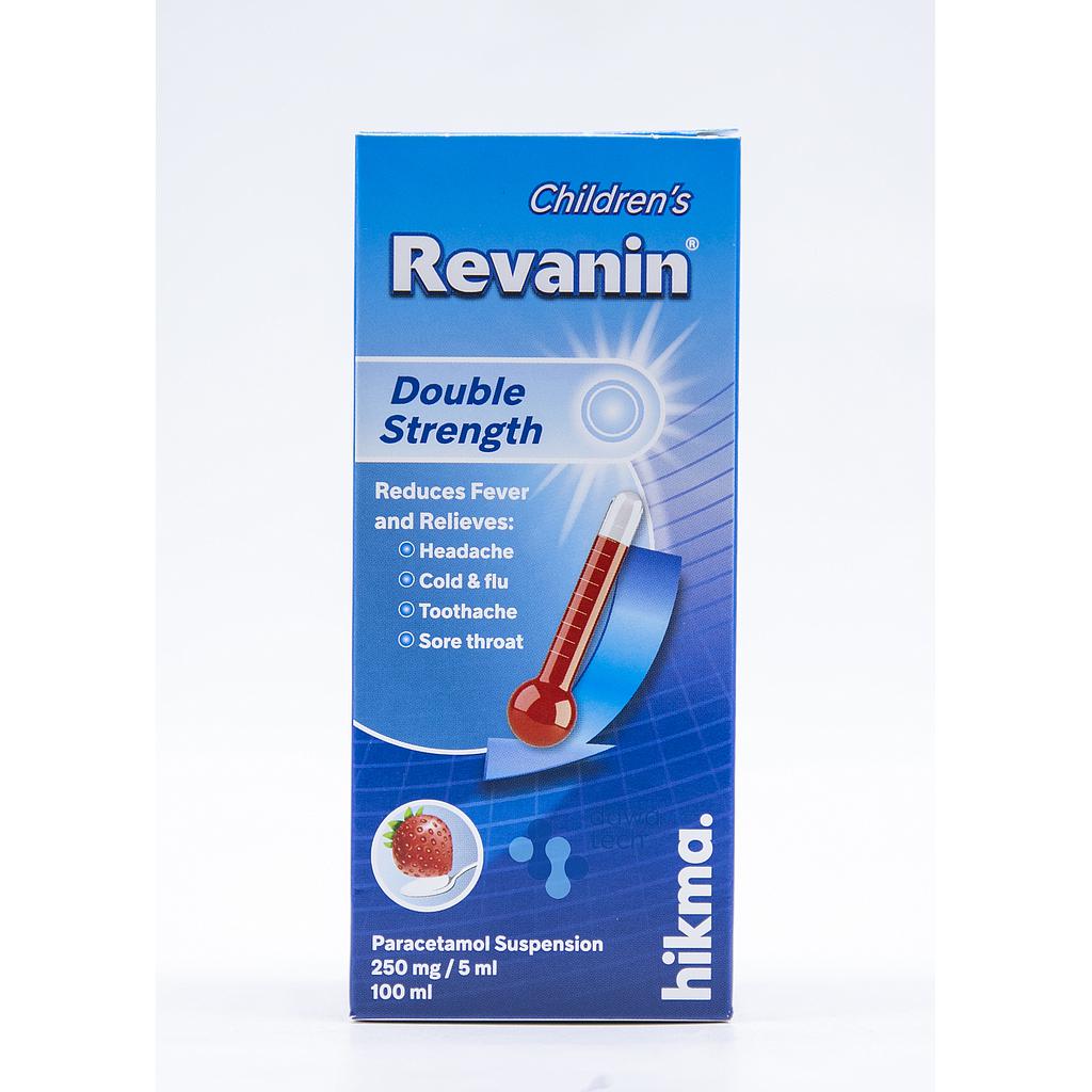Revanin DS 250mg/5ml oral suspention paracetamol pediatric fever relief 100 ml