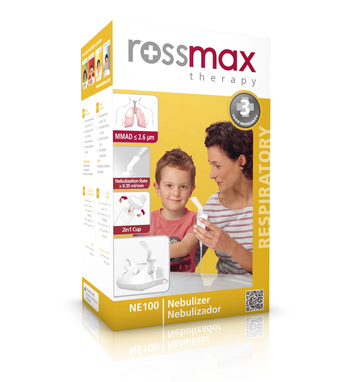 Rossmax NE100 Nebulizer Jordan– powerful piston compressor inhaler with adult and child masks