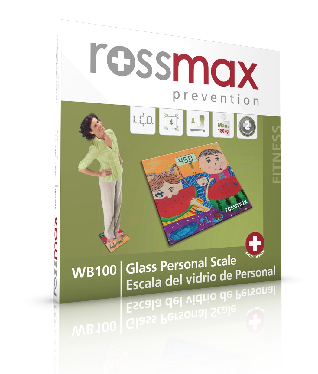 Rossmax WB100 Glass Personal Weight Scale – 180 kg super slim electronic weight scale- Jordan health boutique