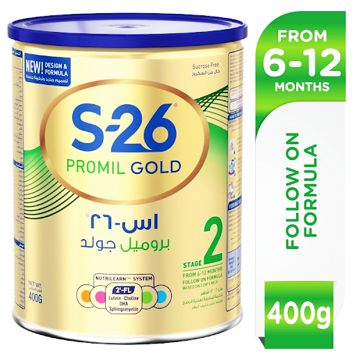 S-26 Promil Gold Stage 2 Follow-On Formula 400g– nutrition for babies 6–12 months, available at HealthBoutiqueJo.com with fast delivery to Jordan and GCC