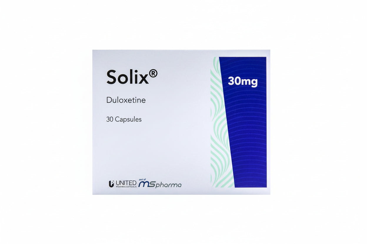 Solix 30 mg duloxetine 30 capsules SNRI antidepressant for depression and anxiety therapy