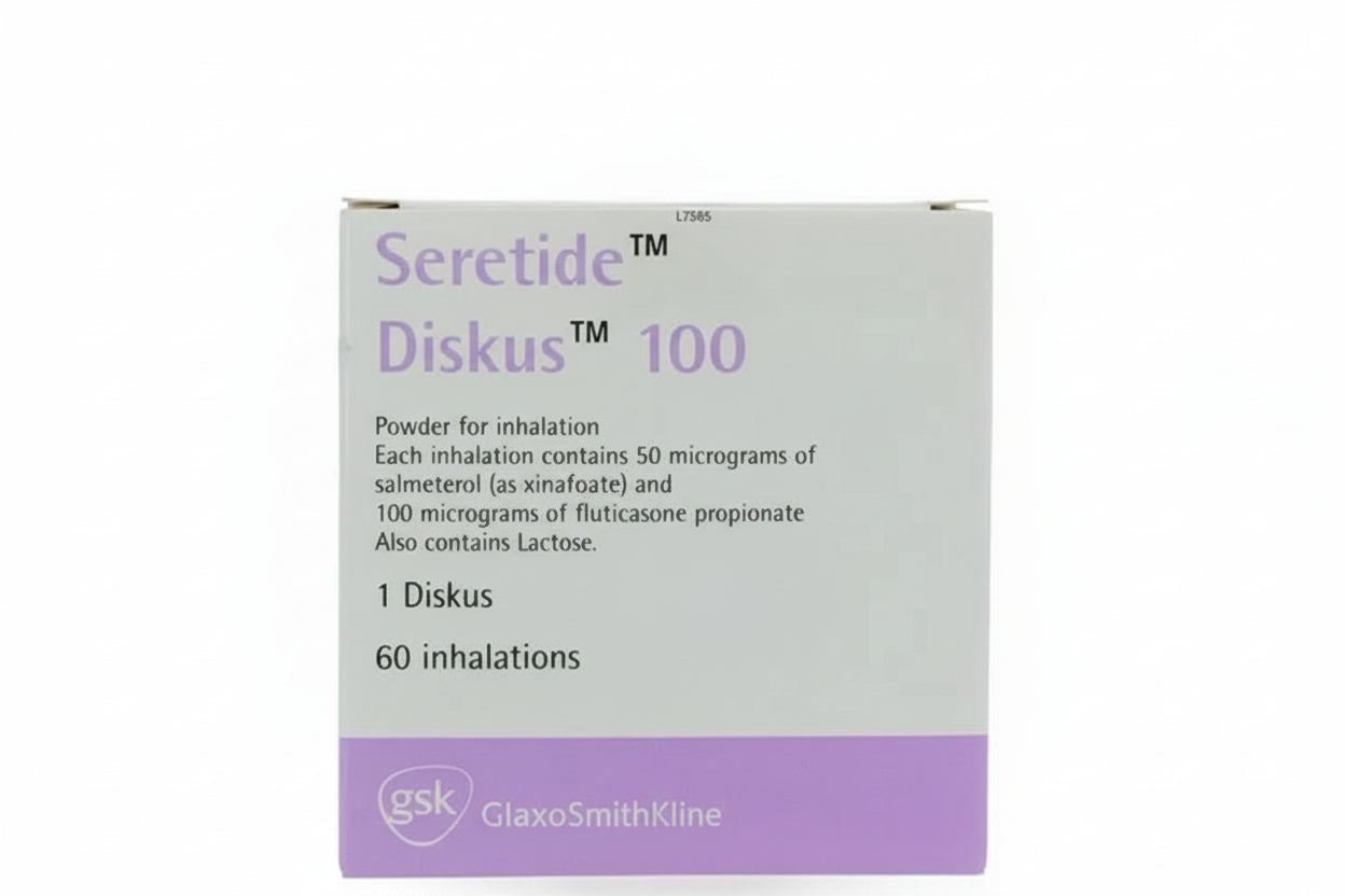 Seretide Diskus 50/100 mcg 60 doses salmeterol fluticasone asthma maintenance inhaler