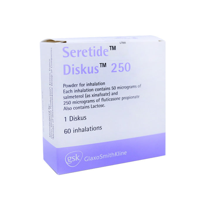 Seretide Diskus 50/250 mcg 60 doses salmeterol fluticasone asthma maintenance inhaler